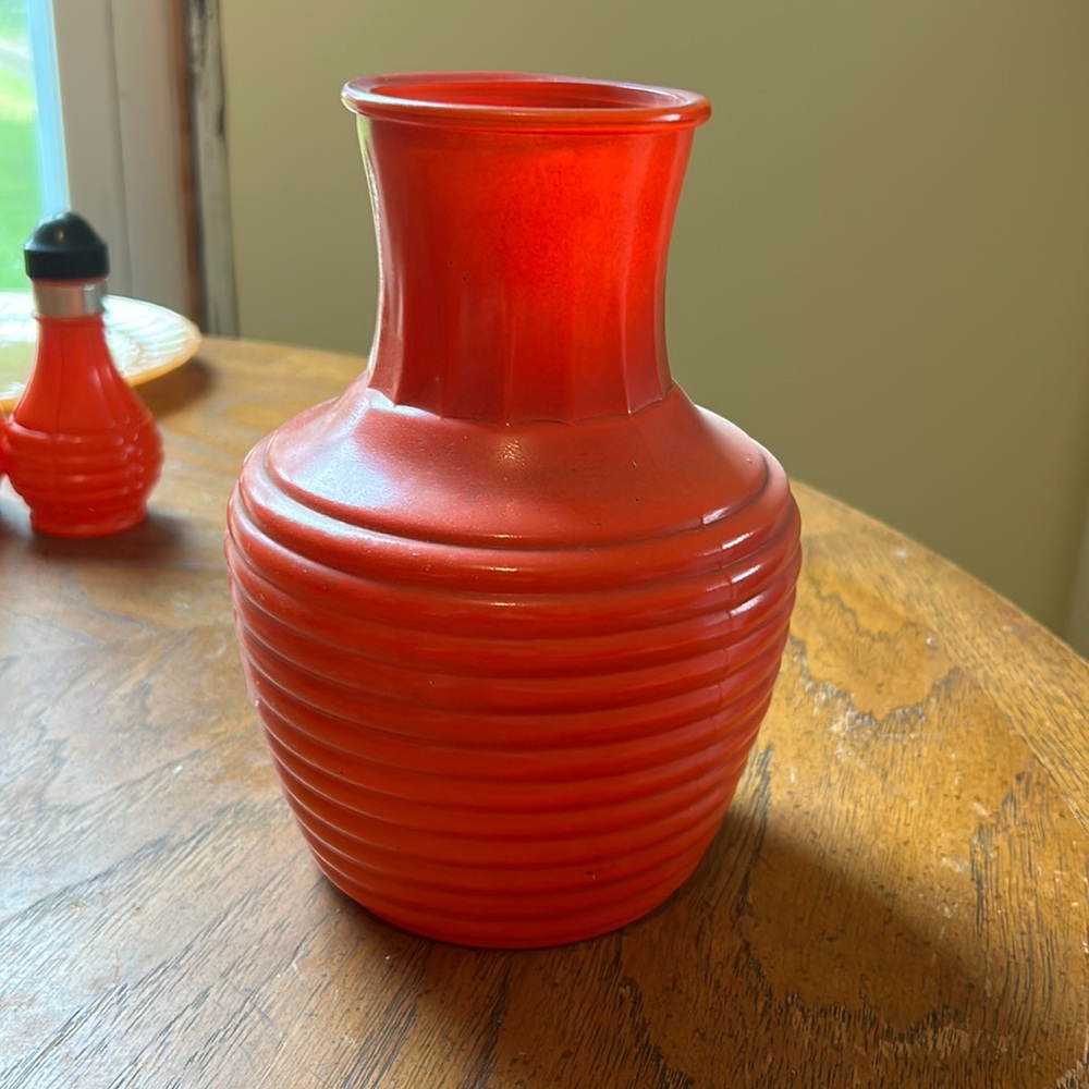 Juice pitcher vintage bright orange anchor hocking